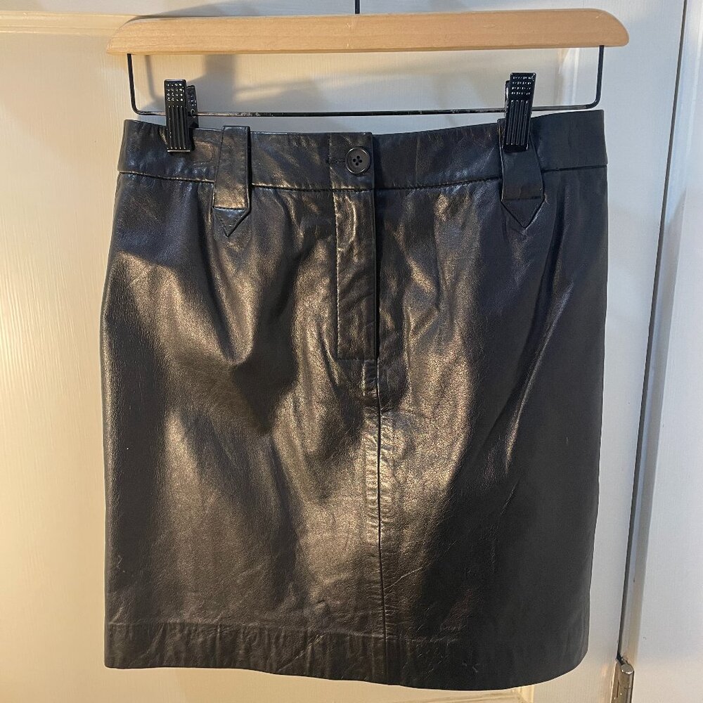 Vintage Siena Studio Black Leather Mini Skirt Size 4, Excellent Condition - Picture 2 of 8